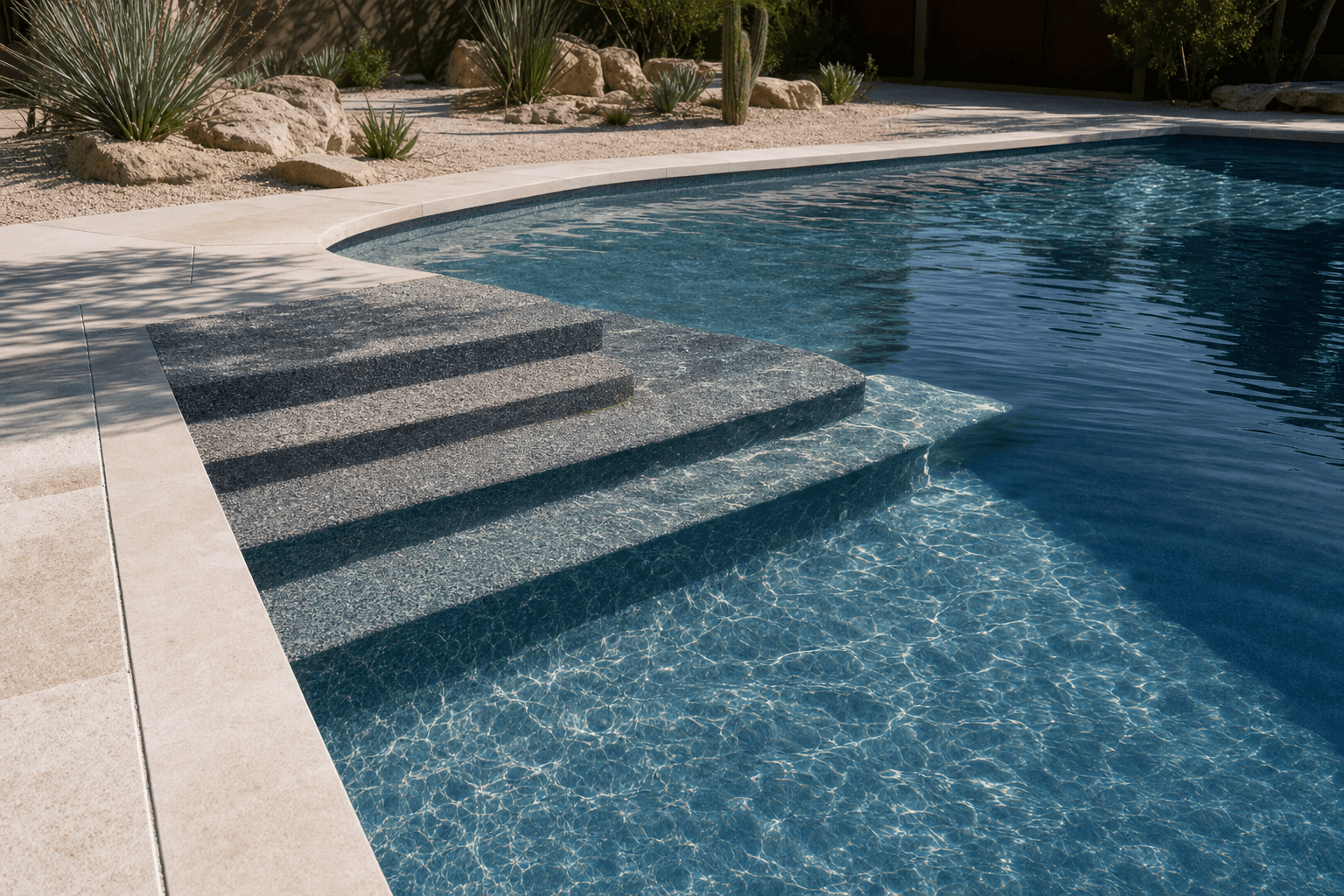 Baja steps option in a custom pool plan