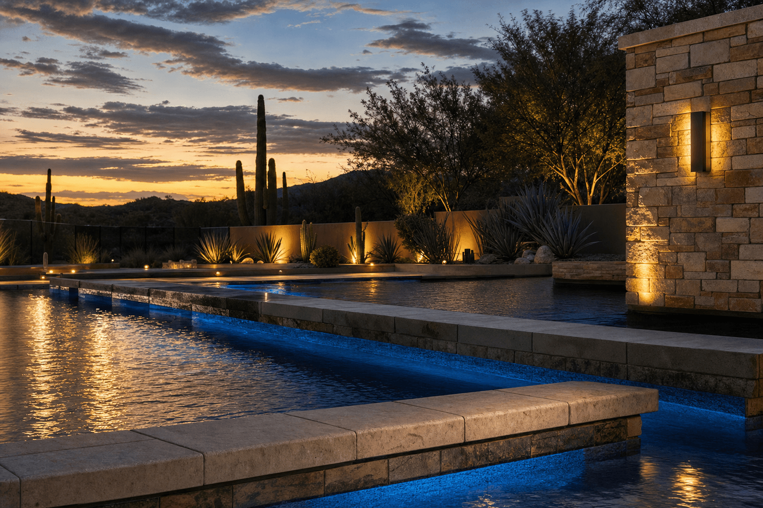 Lighting option in a custom pool plan
