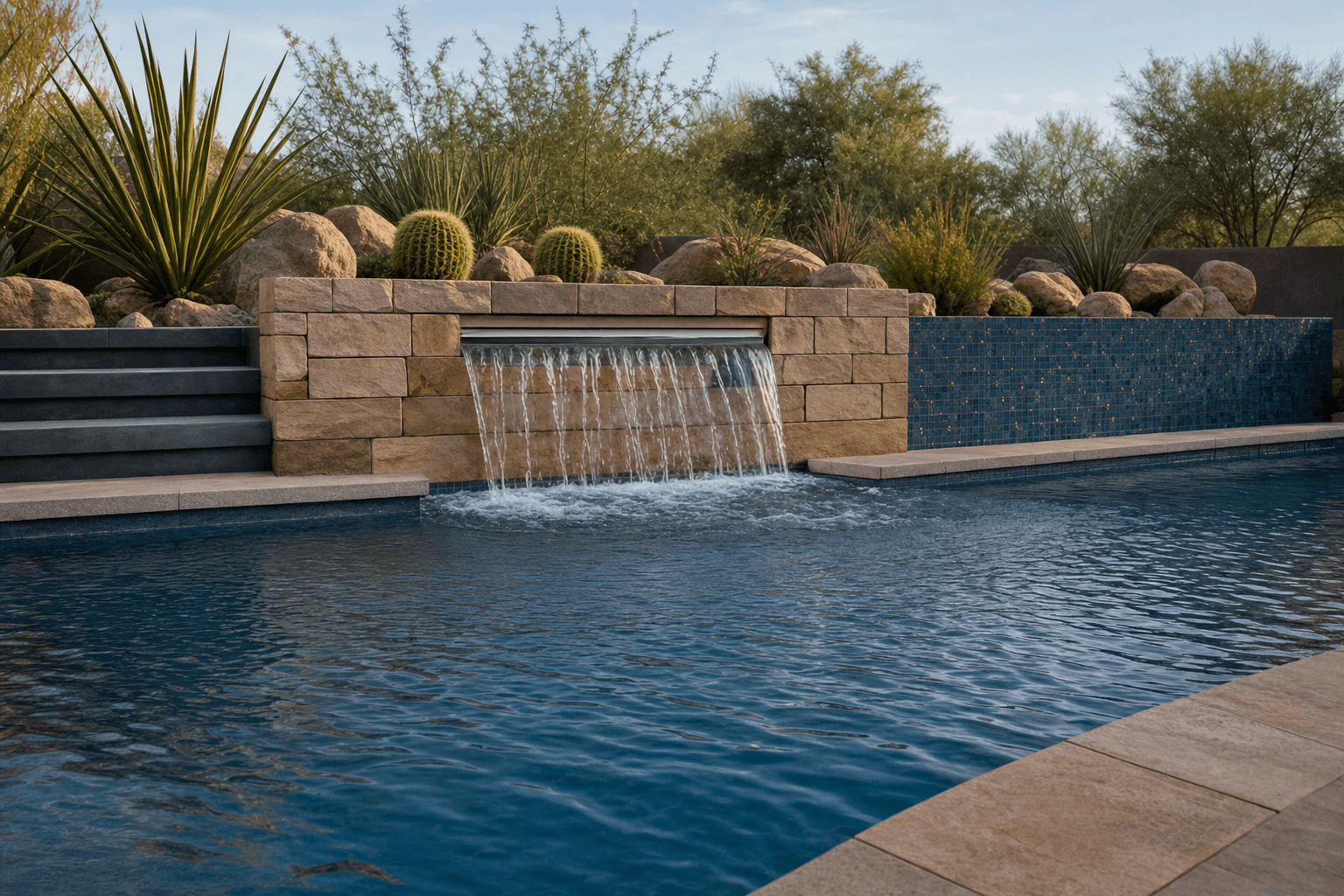 Water features option in a custom pool plan