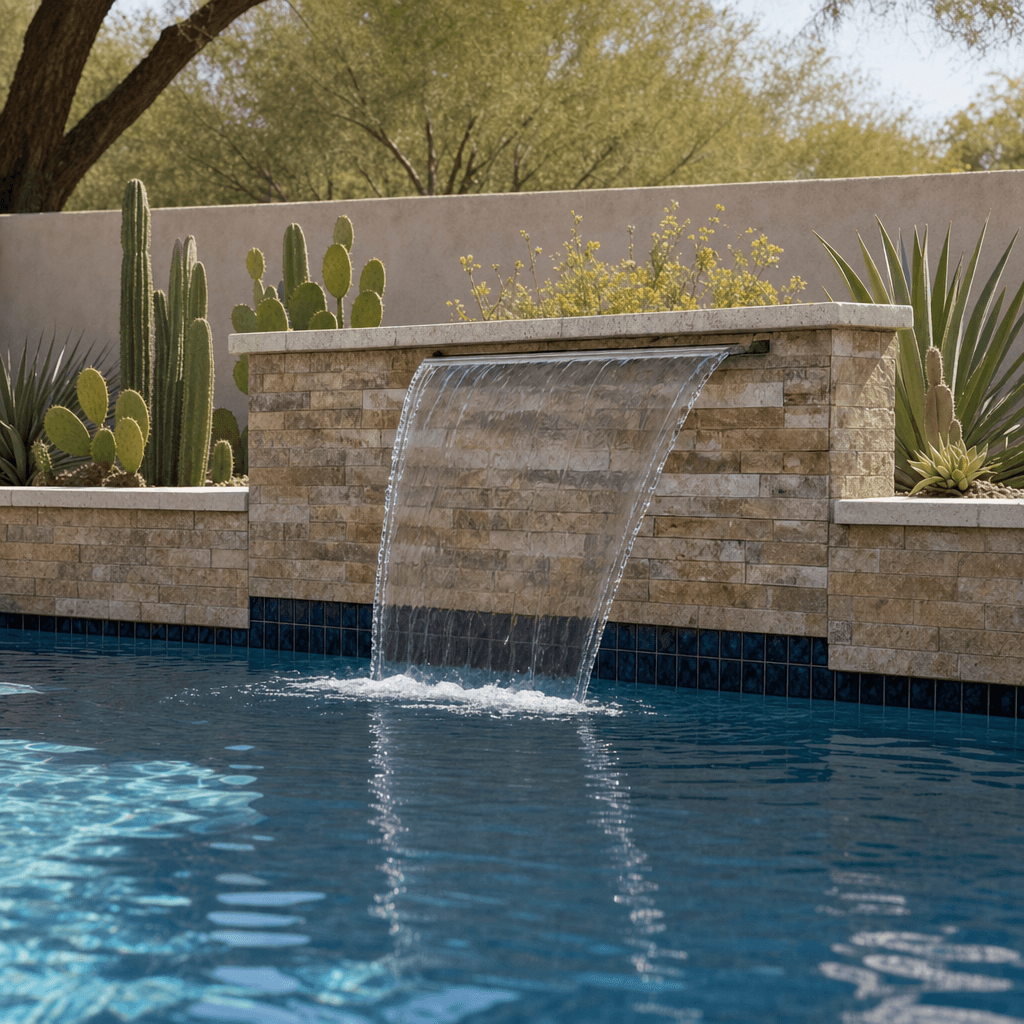 Waterline tile and moving-water detail