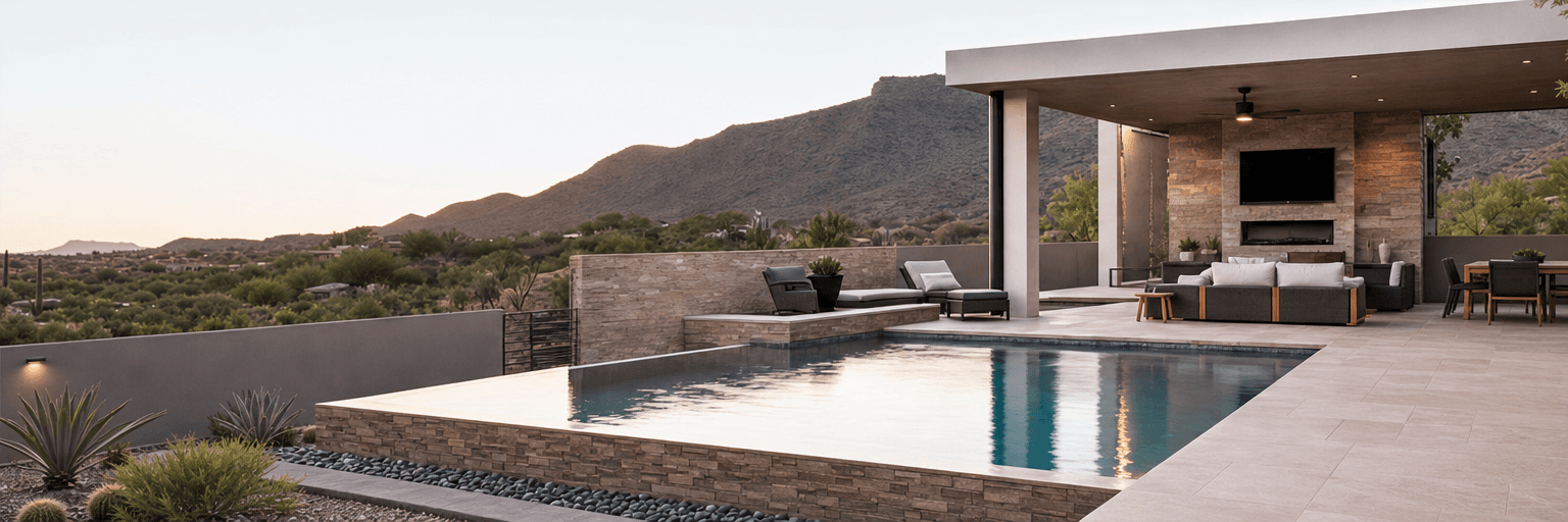 Existing pool and outdoor environment considered at the start of a remodel