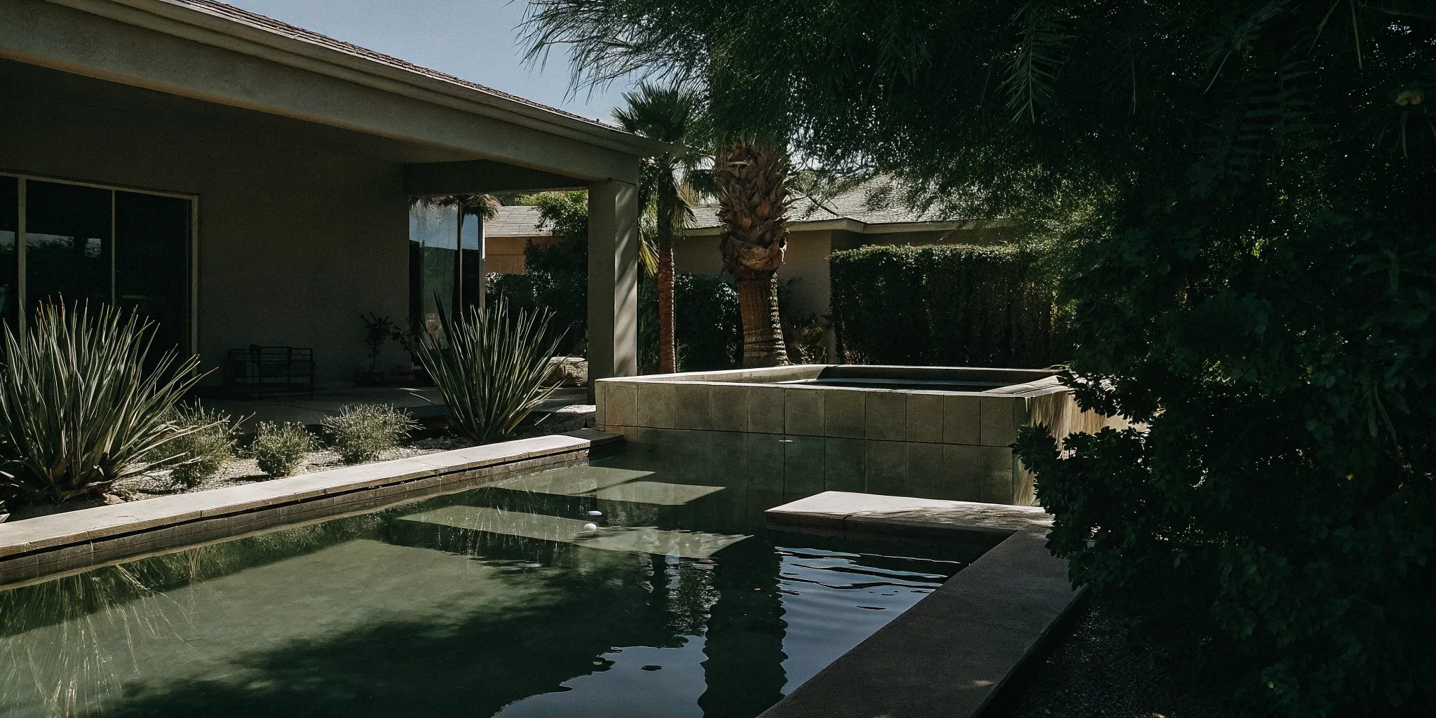 Backyard pool with desert landscaping in Arizona