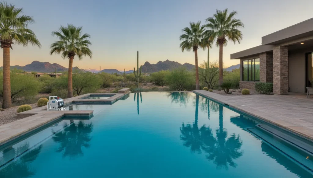 Backyard saltwater or chlorine pool in a Phoenix East Valley desert home